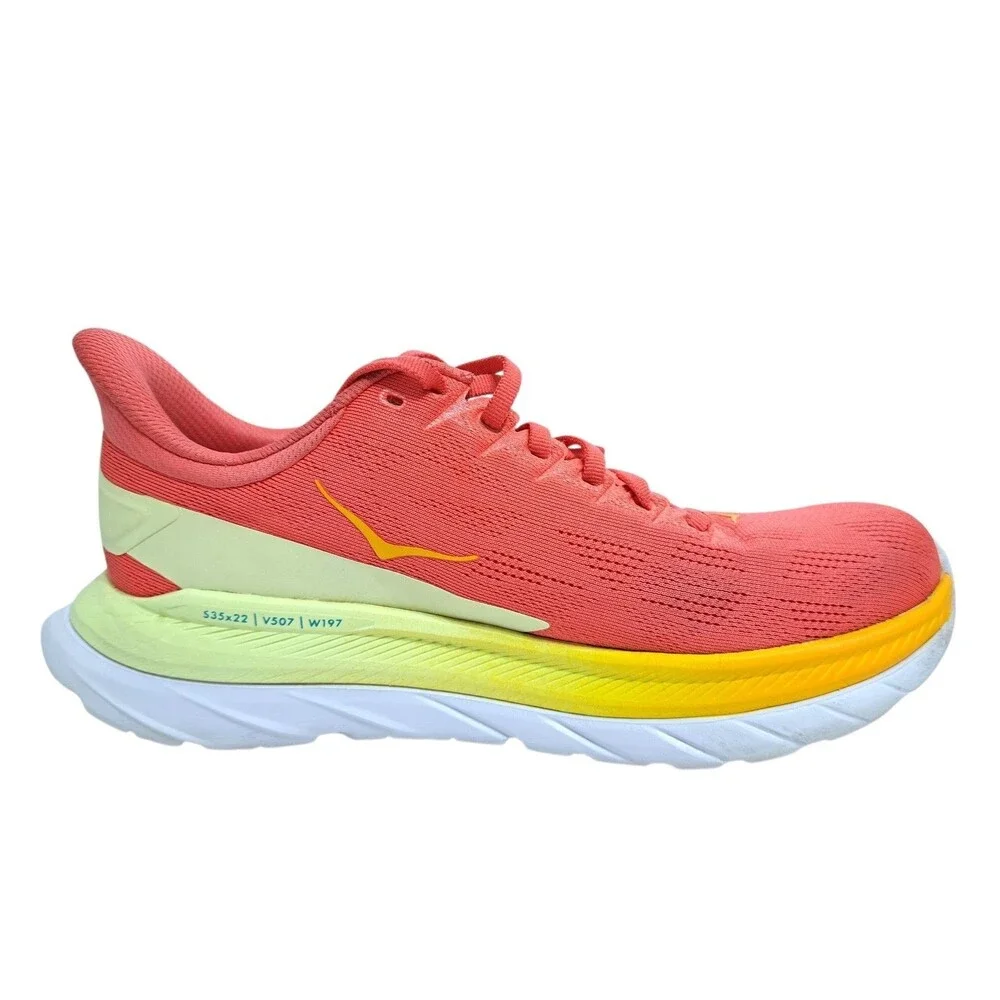 Hoka One One Mach 4 Women's Size 7B Hot Coral Saffron Orange Yellow Running